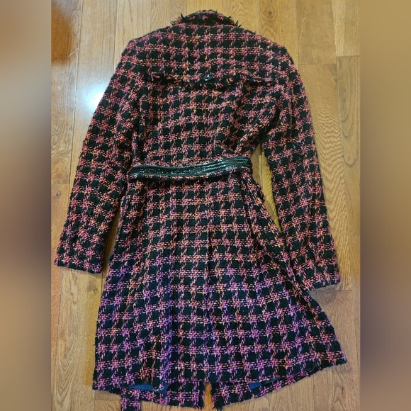 Calvin Klein pink tweed belted wool coat - Picture 2 of 5
